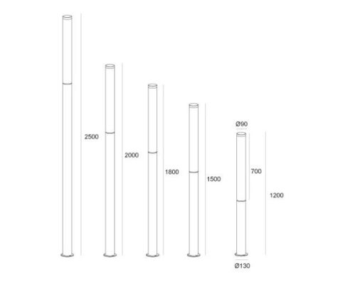 DC 12V Aluminium LED-Bollardleuchten, Gartenleuchten für den Dorfpark